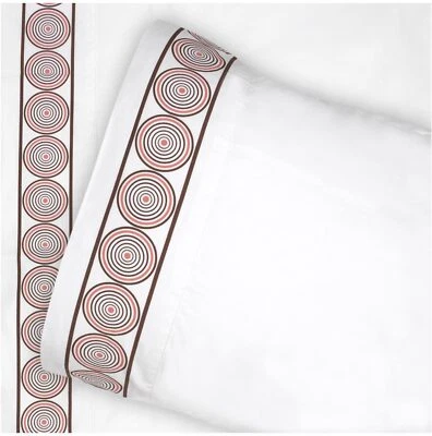 Juego de sábanas escala de pescado de diseño Jonathan Adler marrón chocolate/coral - doble - nuevo con etiquetas Foto 1 de 4