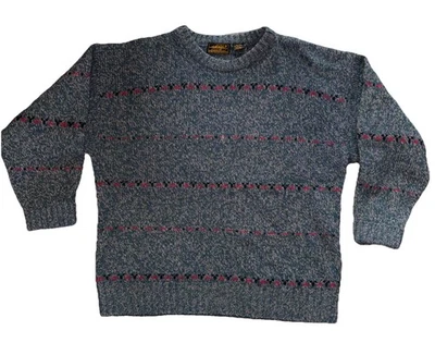 Vtg. Eddie Bauer Fair Isle Striped Wool Blend crewneck pullover Sweater Mens XL - Image 1 of 4