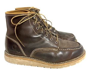 Carhartt CMW6095 Waterproof Wedge Work Boots for Men - Brown Leather - 10.5M - Picture 1 of 6