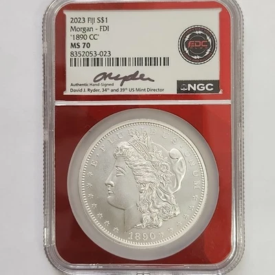 2023 Fiji Morgan - FDI "1890 CC" S$1, NGC MS70 EDC Label - Image 1 of 2