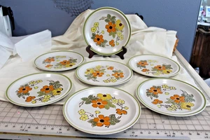 Harvest Collection Stoneware Dinner 10.5” Plates Mountain Flowers Japan Set Of 7 - Bild 1 von 5