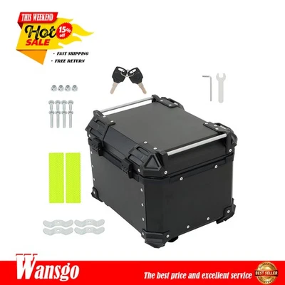 Maleta trasera 45L negra para moto impermeable equipaje scooter maletero almacenamiento Foto 1 de 4