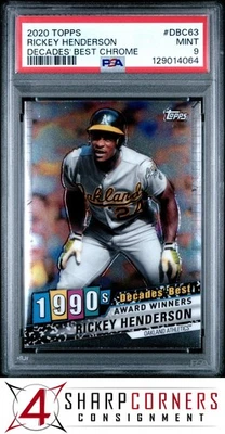 2020 TOPPS DÉCADAS BEST CHROME #DBC63 RICKEY HENDERSON HOF POP 1 PSA 9 - Imagem 1 de 3