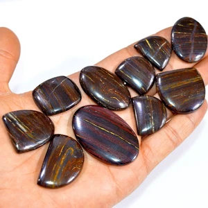 10 Pcs 511 Cts Natural Iron Tiger Eye Cabochon Gemstone Lot 45x27 24x19mm #3222 - Picture 1 of 4