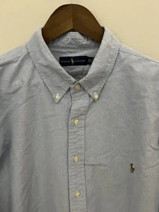 Ralph Lauren Long Sleeve Button Down Dress Shirt Solid Blue Mens Size 2XB - Picture 1 of 4