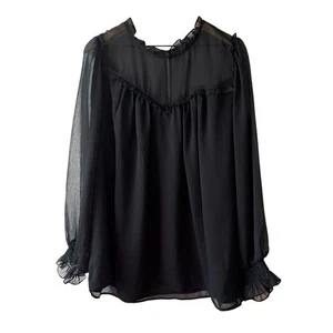 Torrid Damen Top Schwarz Größe 3 Transparent mit Cami Whimsigoth Rüschen Langarm Neu - Bild 1 von 7