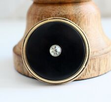 Vintage USSR Soviet Russia Silver 875 Gold Plated Brooch Rock Crystal Round  