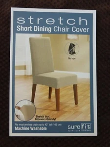 Sure Fit Stretch Pique Chocolate Short Dining Chair Slipcover NIP - Picture 1 of 8