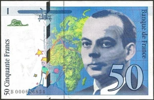 France billet de 50 francs St Exupéry 1992 série B petit numéro SPL ! F.72.01aB - Picture 1 of 2