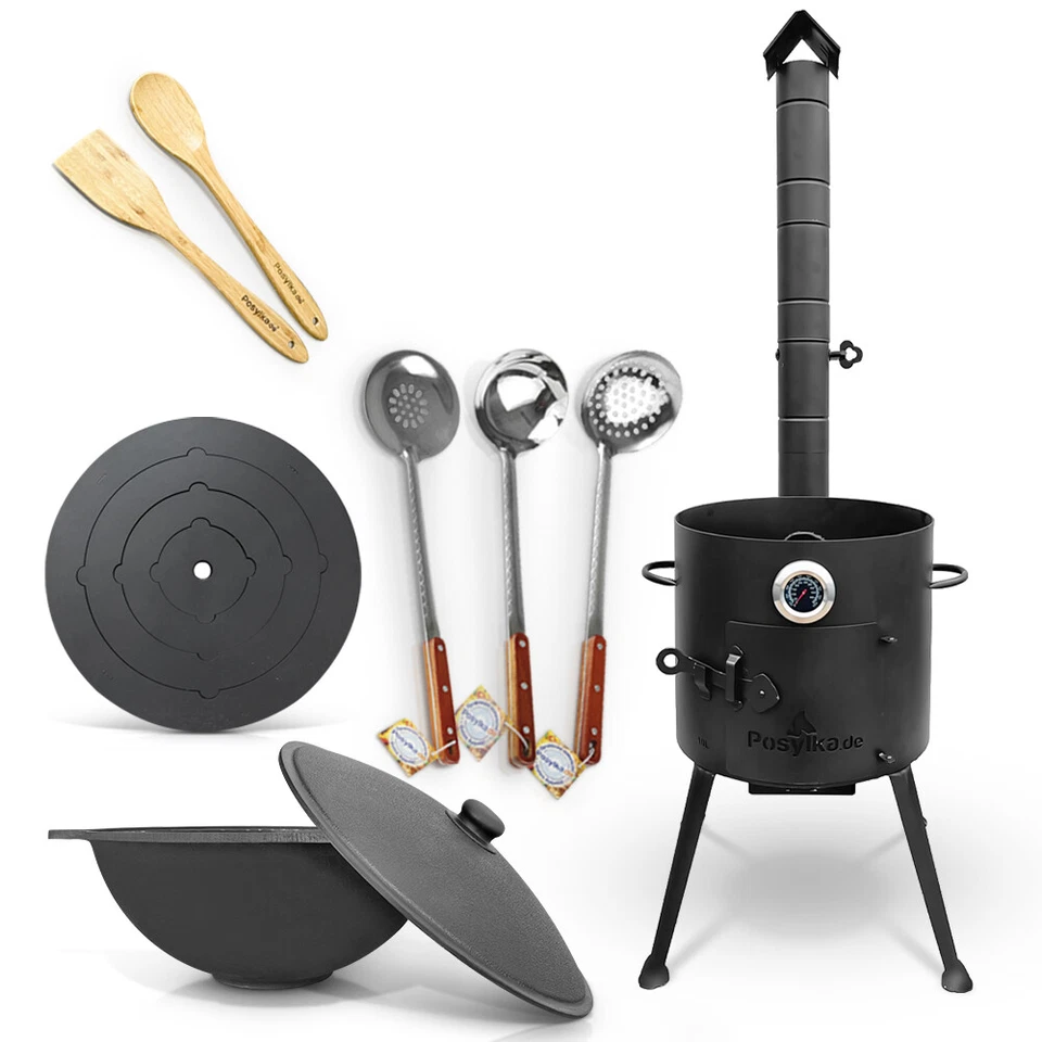 Gusseisen Kazan 10 L Deckel Utschak Uchag Feuerofen 36cm Herdplatte Schaumlöffel - Bild 1 von 1