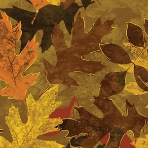 Feline Drive Fabric AUTUMN COMFORT FLANNEL Leafy Sepia Fat Quarter (18"x22") FQ - Picture 1 of 7