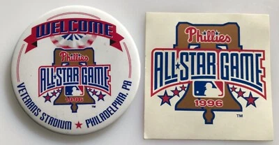 1996 Philadelphia Phillies MLB All Star game button pin & decal / baseball - Image 1 of 2