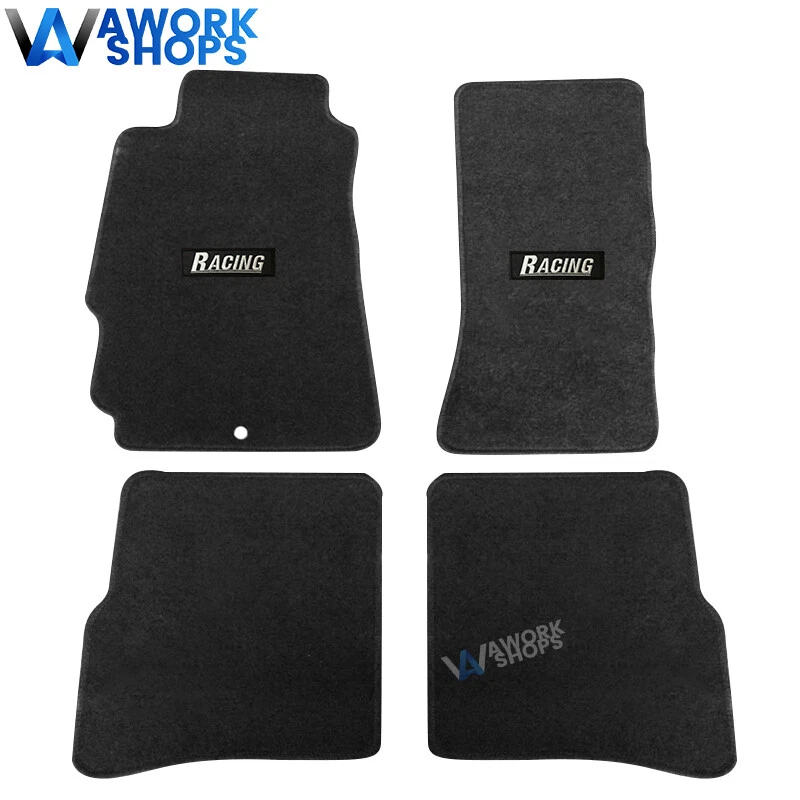 For 04-12 Mazda RX8 Black Floor Mats Nylon Carpet Anti-slip Front Rear w/ racing Foto 1 de 1
