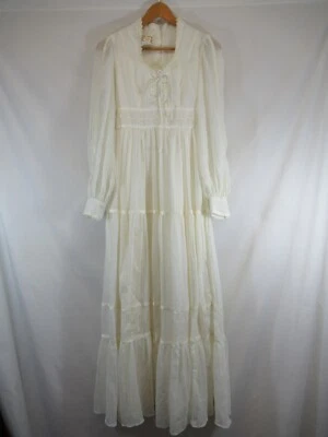 Vestido De Colección Gunne Sax Jessica McClintock Pradera Junior 7 Imperio Cintura Con Cordones Foto 1 de 4