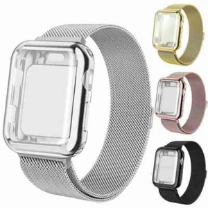 Mesh Band & Screen Protector Case For Apple Watch 3 / 4 / 5 / 6 / SE / 7 / 8 / 9 - Picture 1 of 11