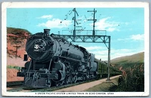 UNION PACIFIC SYSTEM LIMITED TRAIN in ECHO CANYON UTAH ANTIQUE 1933 PC railroad - Picture 1 of 1