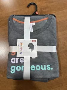 Women's JoySpun 2-Piece "You. Are. Gorgeous." Pajama Set Dark-Grey Medium(8-10) - Picture 1 of 2