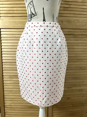 VERSUS VERSACE Pencil Skirt Vintage Cream Red Polka Dot Size IT 46 W32 - Image 1 of 4