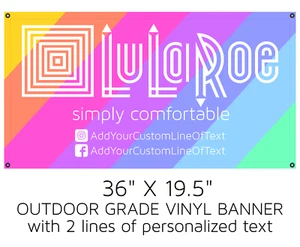 LuLaRoe logo colored rainbow vinyl BANNER 36" x19.5" PERSONALIZED - Trade Show - Picture 1 of 1