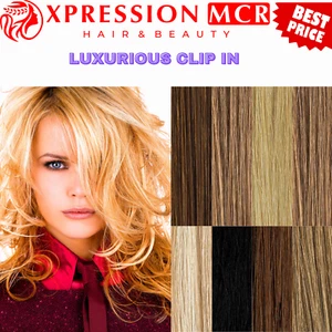 Extensiones de cabello de lujo con clip de 18" pulgadas gama completa vendedores del Reino Unido - Imagen 1 de 8