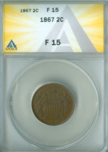 1867 2c ANACS F-15 FREE S/H (2228238) - Picture 1 of 4