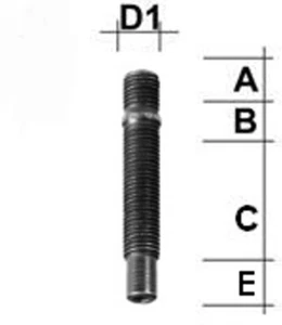 Doppelgewindebolzen M14 x 1,5 x 75mm schwarz - Picture 1 of 1