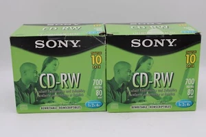 Sony CD-RW 1x 2x 4x Multi Speed 700 MB 74 Min 10 Pack x2 Rewritable NEW Open Box - Picture 1 of 4