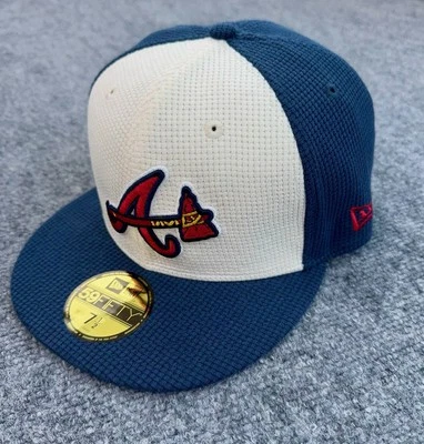 Atlanta Braves Hat New Era 59FIFTY Fitted 7 1/2 Thermal Waffle Blue White Cap - Image 1 of 4