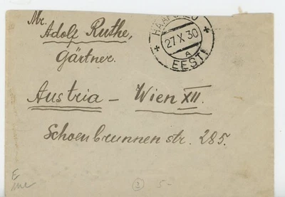 RARE, 1930 ESTONIA-HAAPSALU TO WIEN-AUSTRIA FOREIGN SMALL LETTER - Image 1 of 3