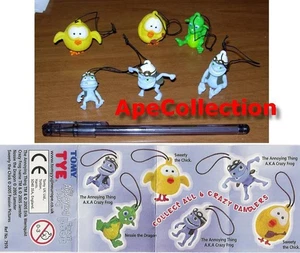 CRAZY FROG Der verrückte Frosch 6er Set Mini Figuren MIT SCHNUR Handy Rucksack Tasche - Bild 1 von 1