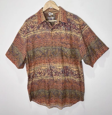 The Territory Ahead Southwestern Aztec Boho Tribal Casual Button Shirt Large L57 - Image 1 of 4