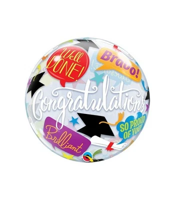 Pallone PALLONCINO Laurea 56 cm - Bubbles Trasparente -gonfiabile ad aria o elio - Immagine 1 di 2