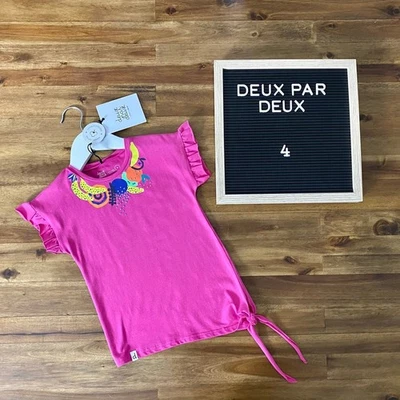 NWT Deux Par Deux Hot Pink Mixed Fruit Graphic Short Sleeve Organic Cotton Tunic - Image 1 of 4