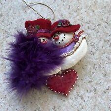 Kurt Adler Red Hat Society Old Friends Good Friends Ornament Snow-Women Feathers