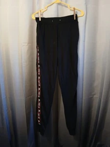 RED FOX "Blessed" Lounge ants womens M Black Red trim Elastic waist Sweatpants - Picture 1 of 6