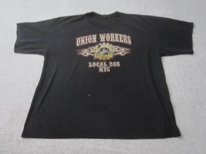 Vintage Union Workers Shirt Local 246 NYC Mens XXL Black Distressed USA 90s - Picture 1 of 13