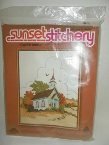 SUNSET STICHERY COUNTRY CHURCH NEW - Picture 1 of 4