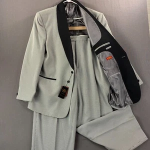 Traje Vitaliano 2 Piezas Para Hombre 56L Blanco Negro Pata de Gallo Super 150s Tela Oxford - Imagen 1 de 22