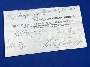 1861 Ricevuta FRANKLIN CURTIS Nave Chandler, Ancore, Catene n.9&10 India Wharf - Foto 1 di 6