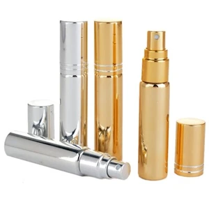 10ml Aluminium Empty Glass Bottle Atomiser 4 Pack Brass and Silver - Foto 1 di 3