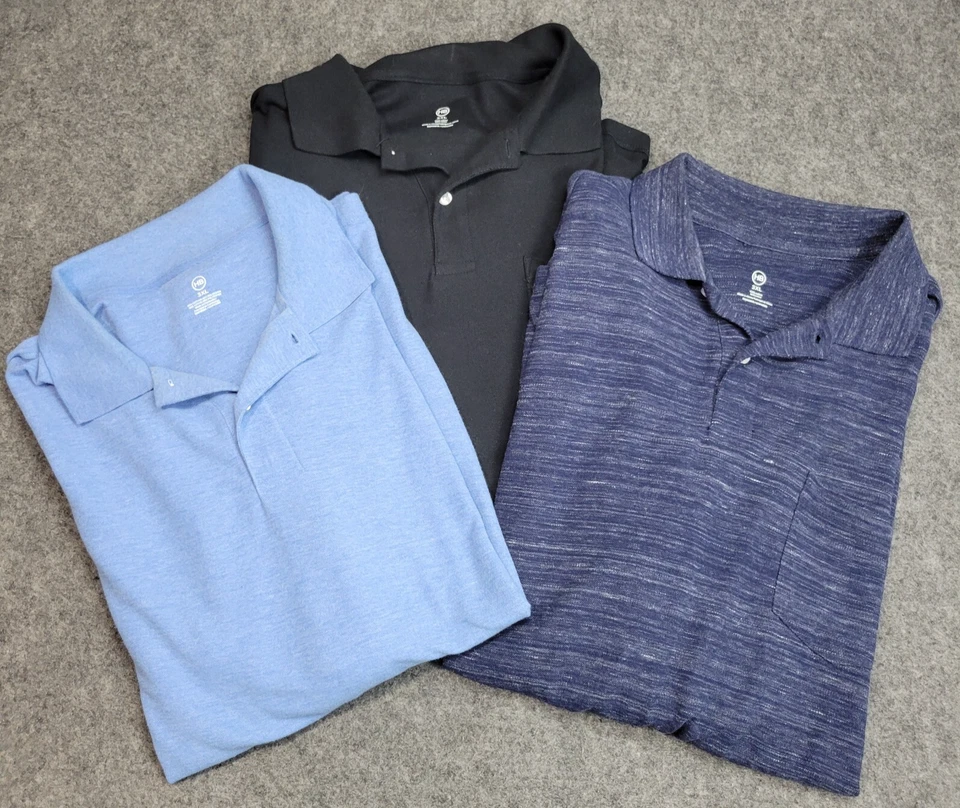 HB Polo Shirt Mens 3XL Black Cotton Pocket Minimalist Classic Fit Preppy LOT - Image 1 of 4