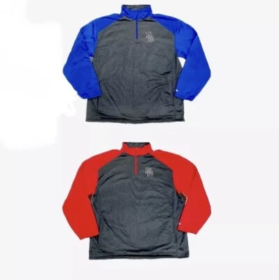 Badger Bradley Bourbonnais 1/4 Zip Fleece Pullover Men's M L XL Gray/ Red & Blue - Image 1 of 4