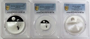 2010 SILVER AUSTRALIA $1 KANGAROO AT SUNSET 3 COIN SET F15 PRIVY PCGS PR / MS 69 - Picture 1 of 2