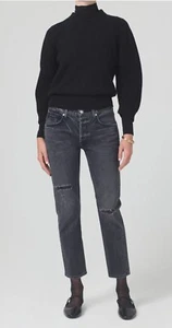 NWOT Citizens Of Humanity Emerson Mid Rise Relaxed Jeans Black Pepper Blk Sz. 27 - Picture 1 of 6