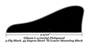 Gibson L-4 Pickguard 5-Ply Black 45 Deg Edge W/Mounting Block Guitar Project NEW - Picture 1 of 2