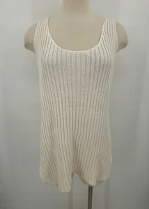 Suéter sin mangas Lauren Ralph Lauren para mujer tejido acanalado crema talla XL playero - Imagen 1 de 12