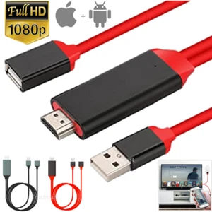 1080P HDMI Mirror Cable AV HDTV Adapter 4K TV For iPhone Samsung iPad Android - Picture 1 of 14