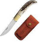 Fox-N-Hound Folding Knife 3.25" Satin Finish Stainless Steel Blade Stag Handle