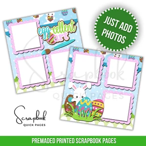 Easter Egg Art Scrapbook Egg Coloring 2 PRINTED Premade Scrapbook Quick Pages 95 - Picture 1 of 2