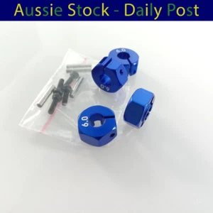 Blue RC Car Wheel Hex Nut 12mm Hub Adaptor 1/10 4WD SCX10 Drive 6mm 4pcs - Bild 1 von 3